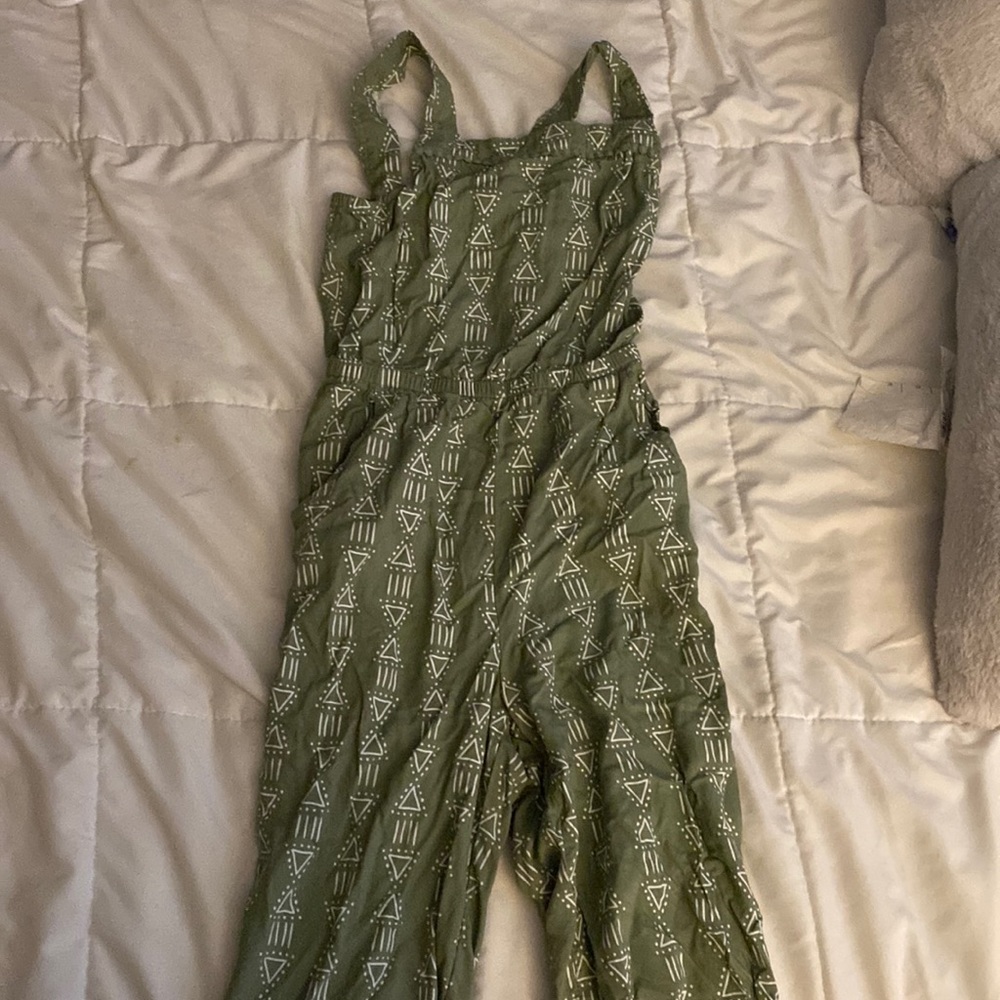 Green and white romper